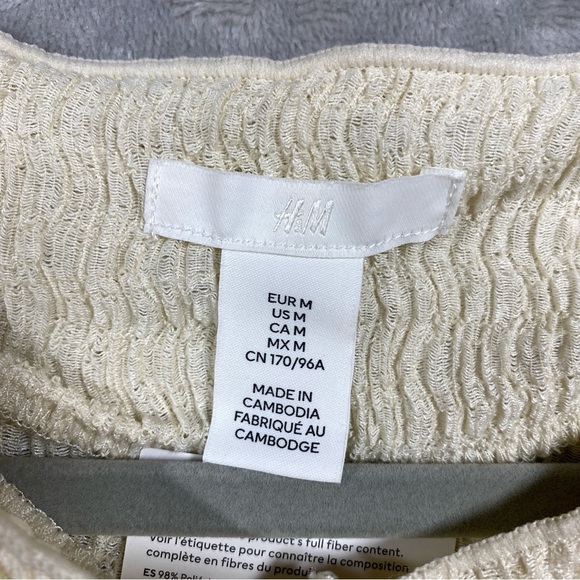 NEW H&M Button Up Vest Textured Jersey Waistcoat Dainty Size M Cream - Picture 5 of 7